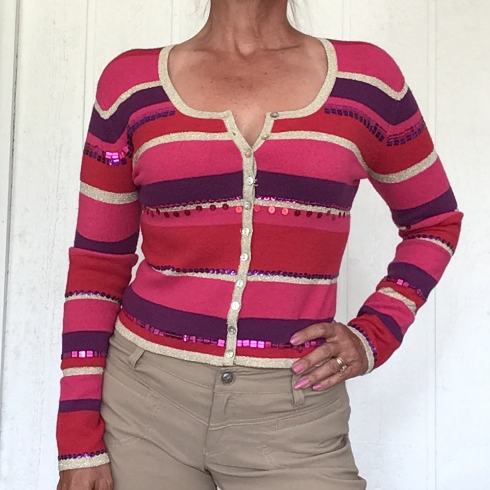 PANDEMONIUM VINTAGE BOHO EMBELLISHED CARDIGAN SMALL